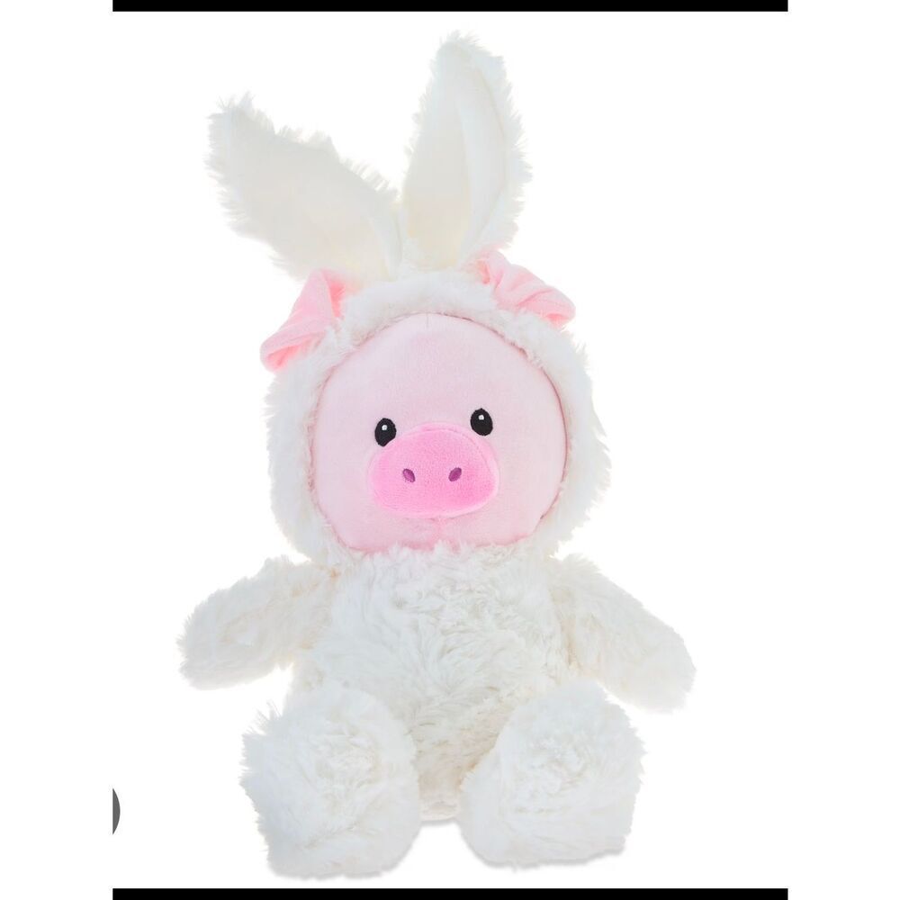 New 16-inch White Fuzzy Baby Pig Bunny Ear Plush Way To Celebrate, Easter Spring